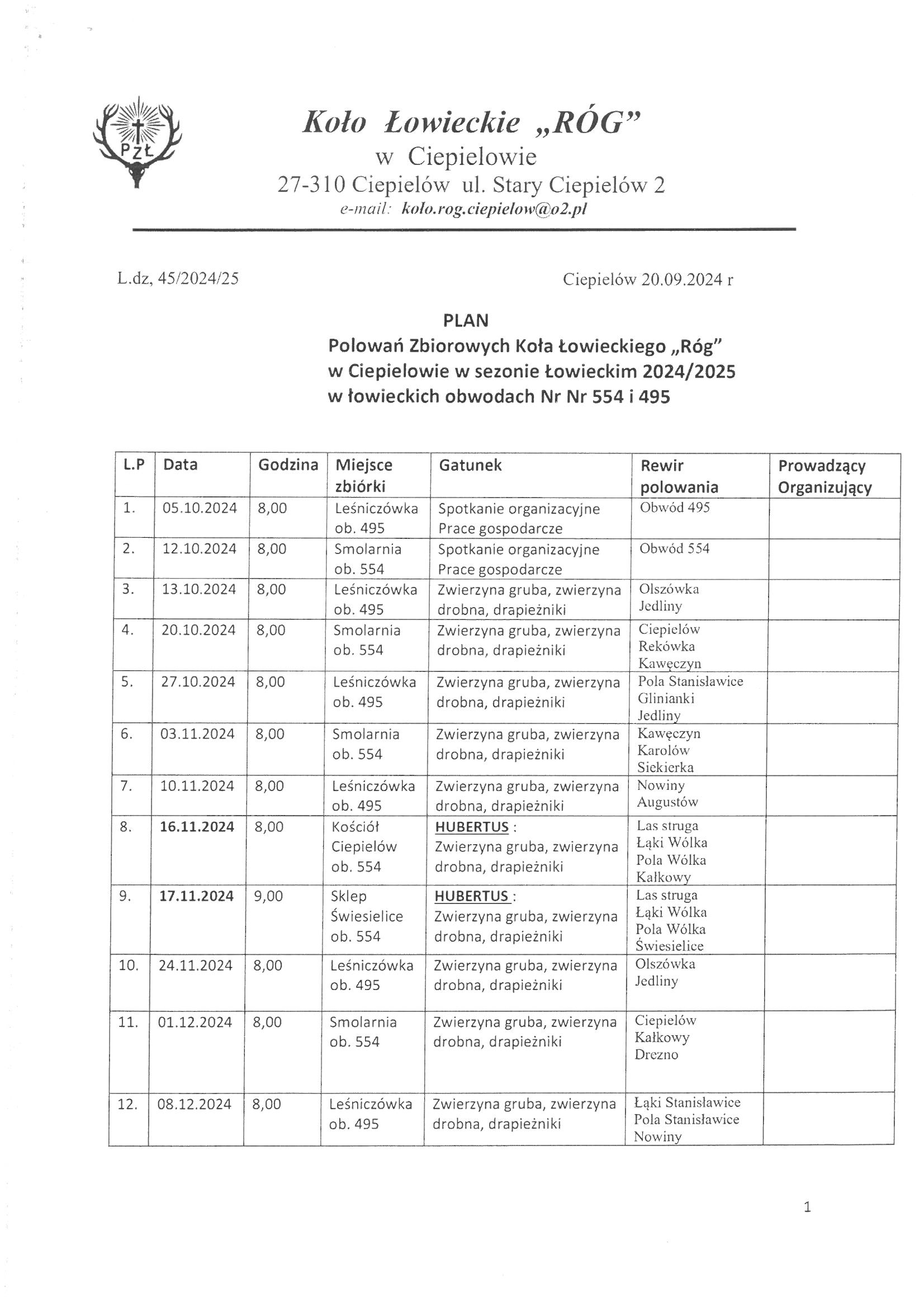 plan łowiecki 