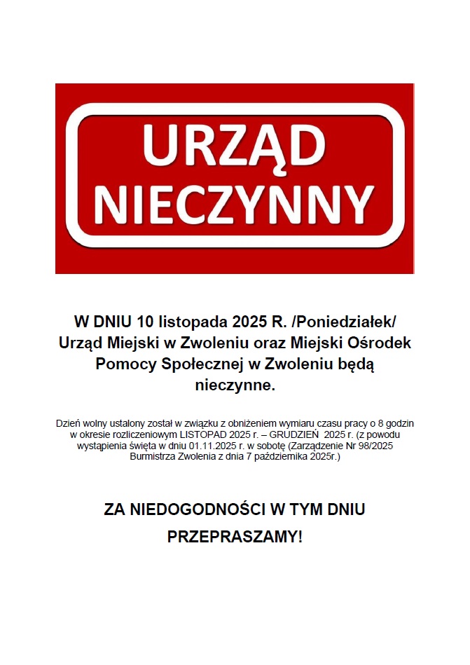 urząd nieczynny informacja